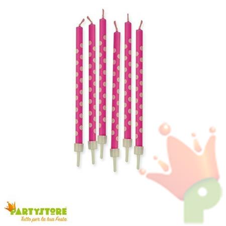 CANDELINE MATITE + SUPPORTO POIS FUCSIA 6PZ