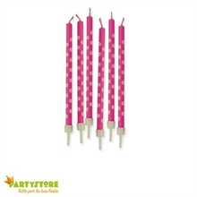 CANDELINE MATITE + SUPPORTO POIS FUCSIA 6PZ