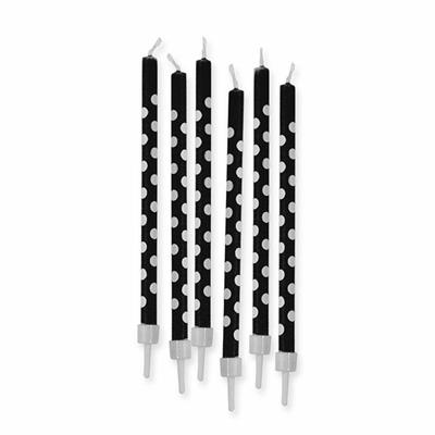 CANDELINE + SUPPORTO POIS NERI 6PZ