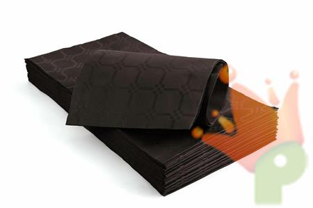 TOVAGLIA PIEGATA 100X100 DAMASCATA CIOCCOLATO 25 PZ