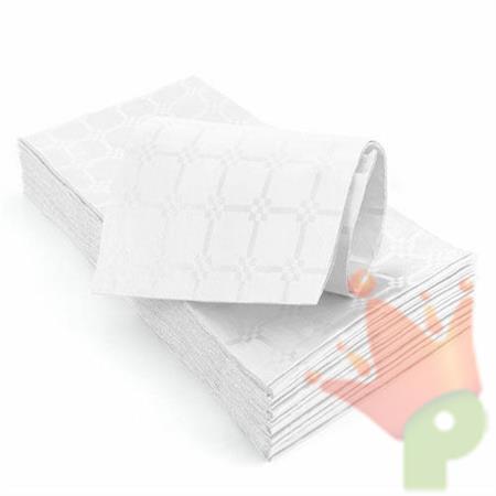 TOVAGLIA PIEGATA 100X100CM DAMASCATA BIANCA 25PZ