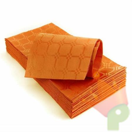 TOVAGLIA PIEGATA 100X100CM DAMASCATA ARANCIO 25 PZ