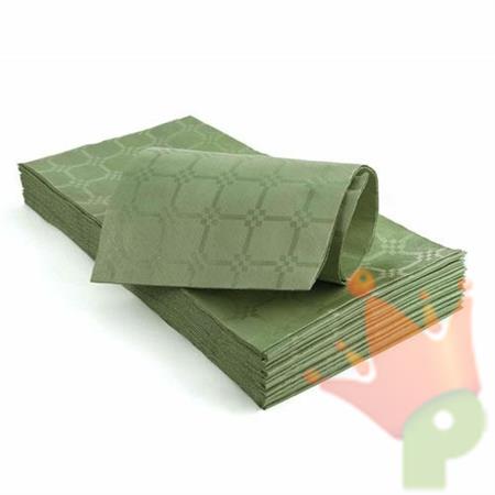TOVAGLIA PIEGATA 100X100 DAMASCATA VERDE 25 PZ