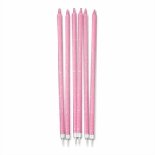 CANDELINE MATITA + SUPPORTO GLITTER ROSA 12PZ