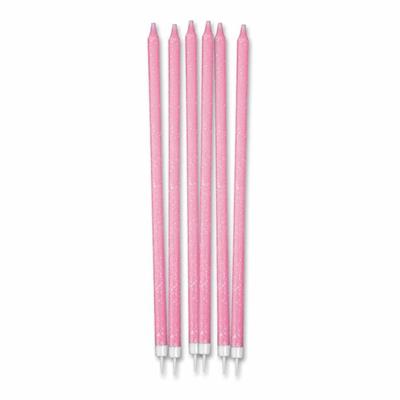 CANDELINE MATITA + SUPPORTO GLITTER ROSA 12PZ