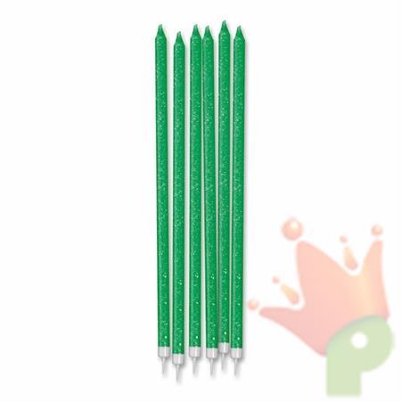 CANDELINE MATITA + SUPPORTO GLITTER VERDE FLUORESCENTE 12PZ