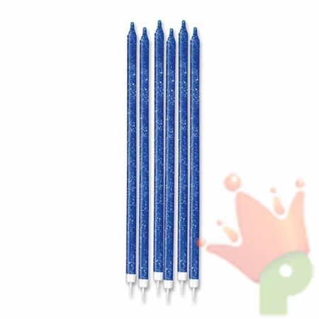CANDELINE MATITA + SUPPORTO GLITTER BLU 12PZ