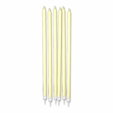 CANDELINE MATITA + SUPPORTO 15CM GLITTER AVORIO 12PZ