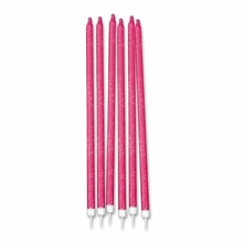 CANDELINE MATITA + SUPPORTO 15CM GLITTER FUCSIA 12PZ
