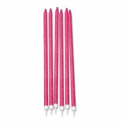 CANDELINE MATITA + SUPPORTO 15CM GLITTER FUCSIA 12PZ