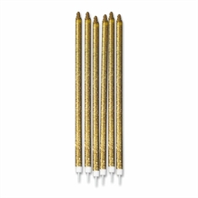 CANDELINE MATITA + SUPPORTO 15CM GLITTER ORO 12PZ