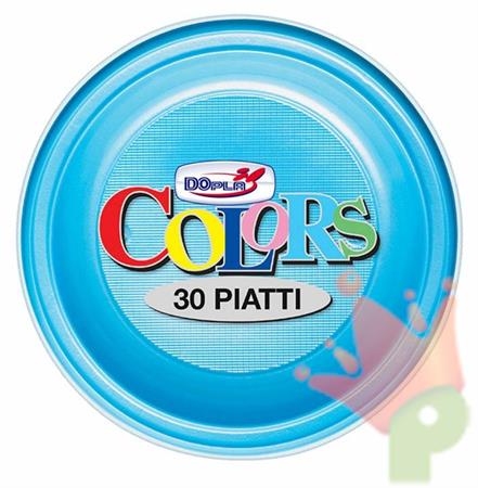 PIATTI FONDI D. 220MM AZZURRO 30PZ