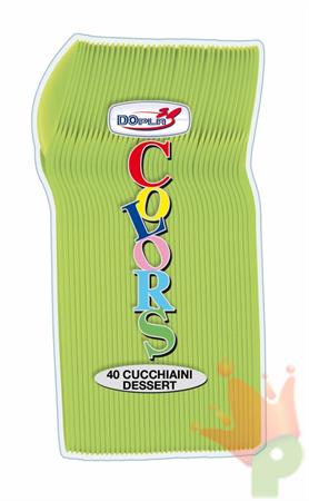 CUCCHIAINI DESSERT 12CM VERDE ACIDO 40PZ