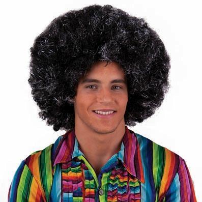 Parrucca Afro Nero/Argento