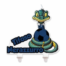 CANDELINA SAGOMATA 13X12CM SIBILO NERO AZZURRO