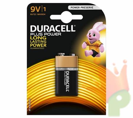BATTERIA PILA DURACELL 9V PLUS POWER ALCALINA 6LF22/MN1604