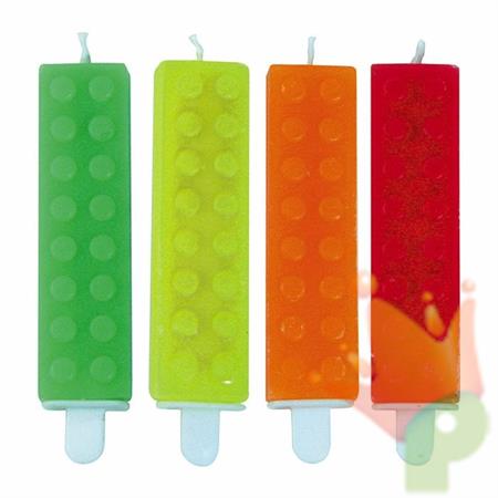 CANDELINE 10CM MATTONCINI FLUORESCENTI 4PZ