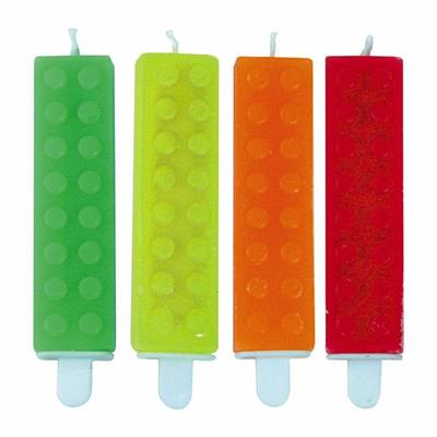 CANDELINE 10CM MATTONCINI FLUORESCENTI 4PZ