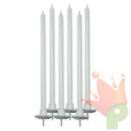 CANDELINE STELO 20CM CON SUPPORTO BIANCHE 6PZ