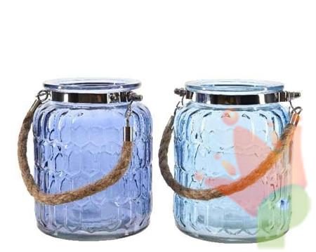 VASO IN VETRO CON MANICO 2COL ASS D.11X14CM