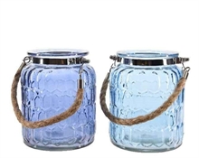 VASO IN VETRO CON MANICO 2COL ASS D.11X14CM