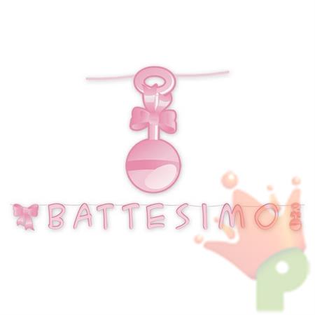 Festone Scritta Il Mio Battesimo Rosa 6 MT