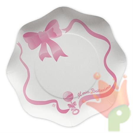 Piatti 23cm Il Mio Battesimo Rosa 10pz