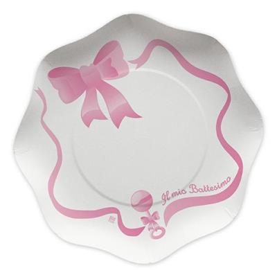 Piatti 23cm Il Mio Battesimo Rosa 10pz