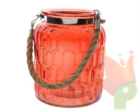 VASO IN VETRO CON MANICO D.11X14CM ROSSO