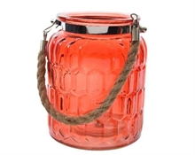 VASO IN VETRO CON MANICO D.11X14CM ROSSO