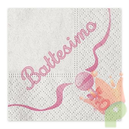 Tovaglioli 33x33 Il Mio Battesimo Rosa 20pz