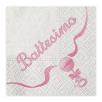 Tovaglioli 33x33 Il Mio Battesimo Rosa 20pz