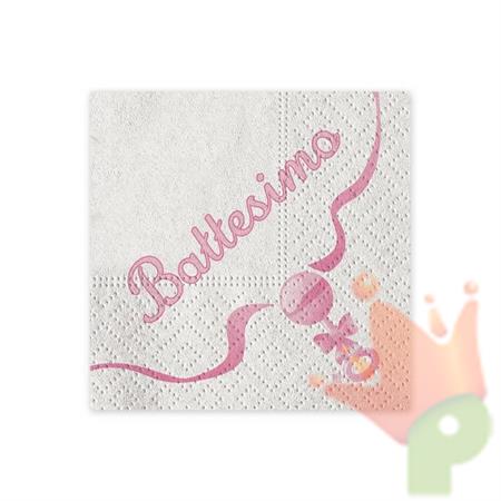 TOVAGLIOLI 25X25 IL MIO BATTESIMO ROSA 20PZ