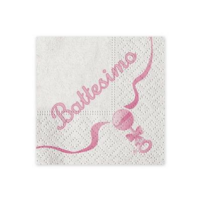 TOVAGLIOLI 25X25 IL MIO BATTESIMO ROSA 20PZ