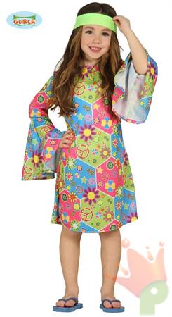 COSTUME BAMBINA HIPPY FIGLI DEI FIORI TAGLIA 5-6 ANNI