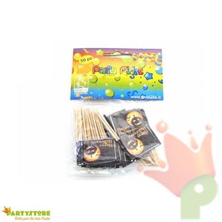 PICKS BANDIERINE NERE ZUCCA HAPPY HALLOWEEN 50PZ