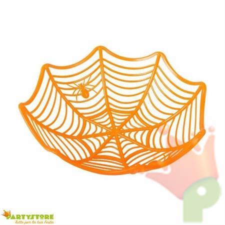 CESTINO A FORMA DI RAGNATELA ARANCIONE- DIAMETRO 28 CM HALLOWEEN