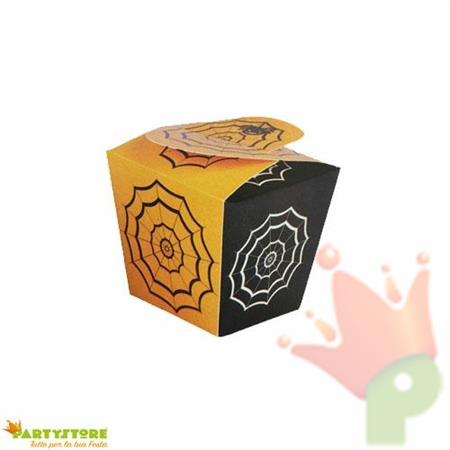 SCATOLA PER DOLCI SPIDERWEB 7,5X8X7,7CM 4PZ HALLOWEEN