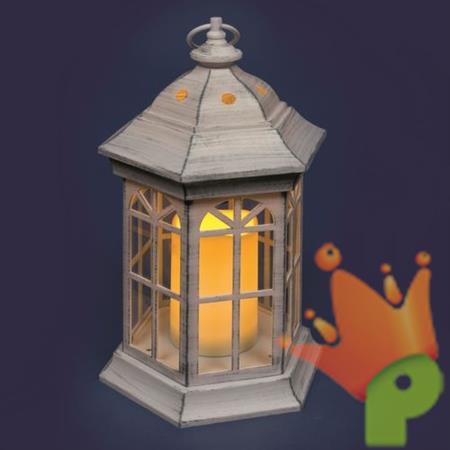 Lanterna Bianco Antico EW200-375 con Candela LED CLASSIC effetto