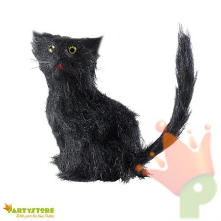 GATTO NERO 12CM DECORAZIONI HALLOWEEN BLACK CAT