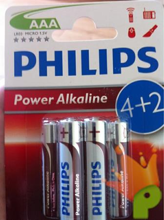BATTERIE MINISTILO PHILIPS AAA LR03 1,5 V POWER ALKALINE 4+ PZ