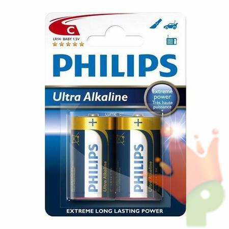 BATTERIE MEZZA TORCIA ULTRA ALKALINE PHILIPS 2PZ